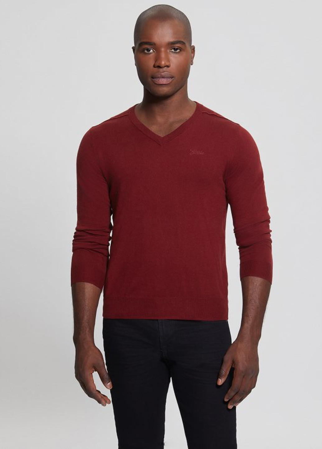 Бордовый демисезонный пуловер пуловер Guess