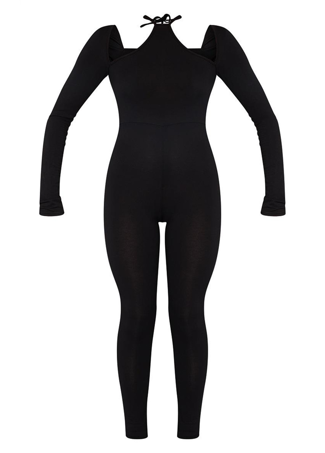 Комбинезон PrettyLittleThing комбинезон-брюки однотонный чёрный кэжуал вискоза