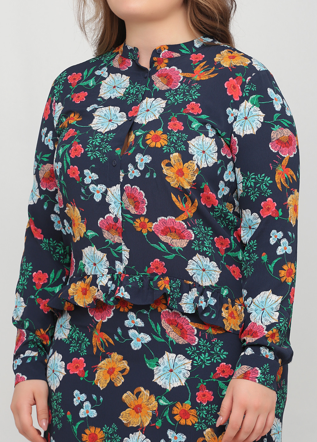 Индиго кэжуал платье рубашка Next с цветочным принтом