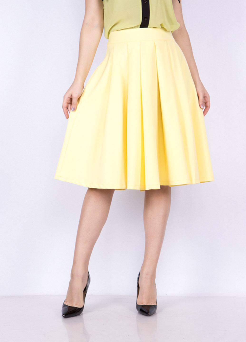 Желтый демисезонный комплект (блуза, юбка) Time of Style