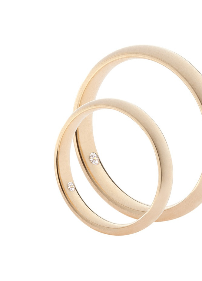 Обручальное кольцо из розового золота со скрытым бриллиантом Zarina (254253505)