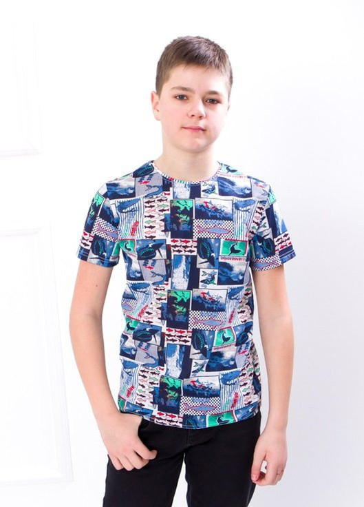 Синяя летняя футболка для мальчика (подростковая) акула Носи своє