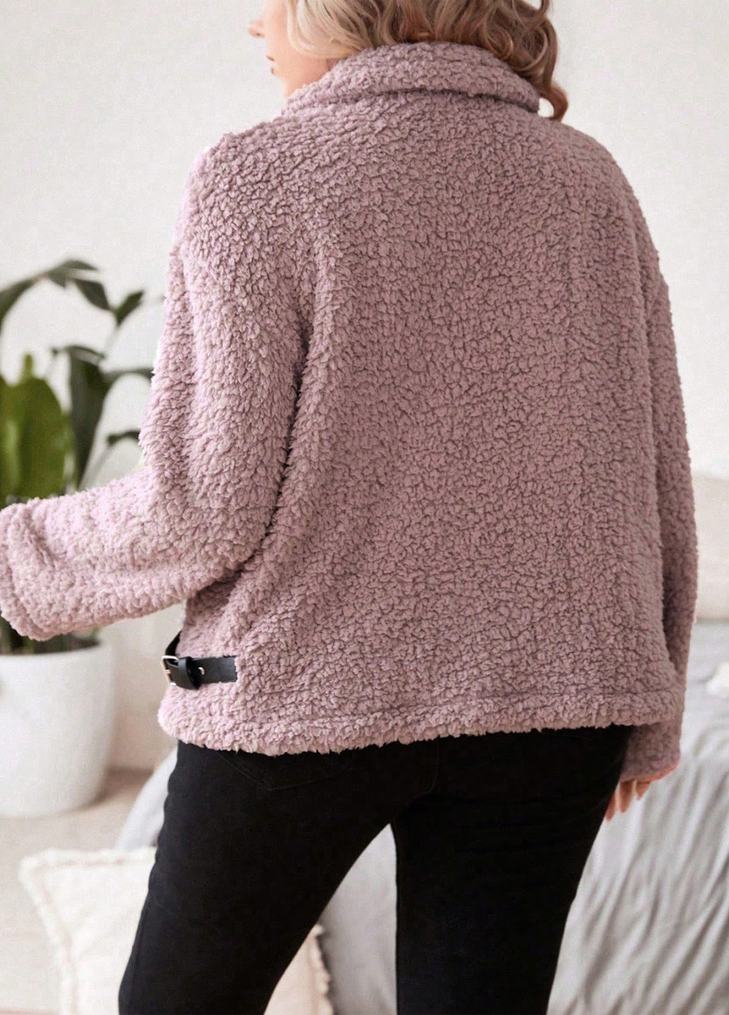 Лілове Кежуал напівпальто двобортне SHEIN однотонне