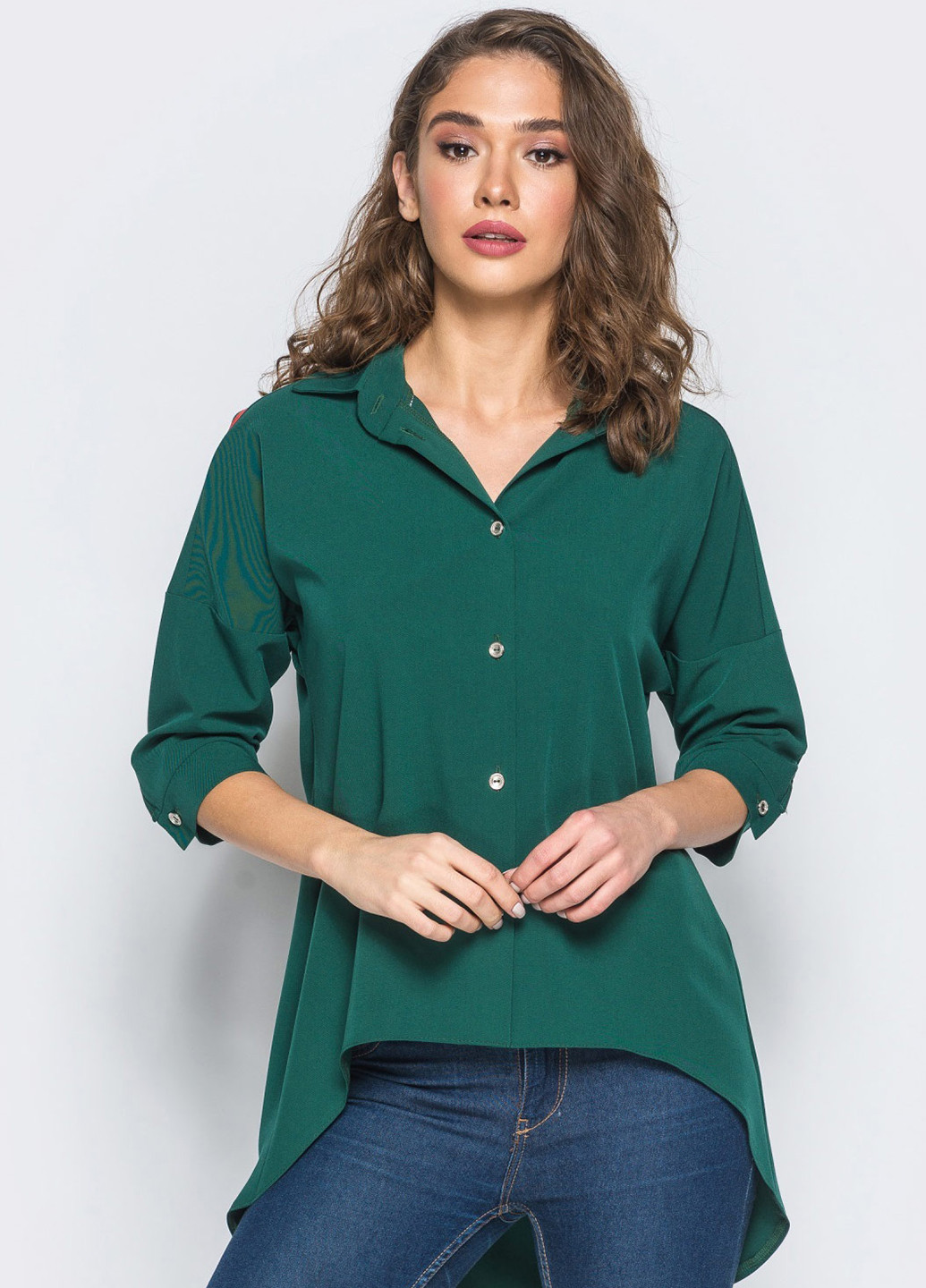 Темно-зеленая демисезонная блуза Most-ROW