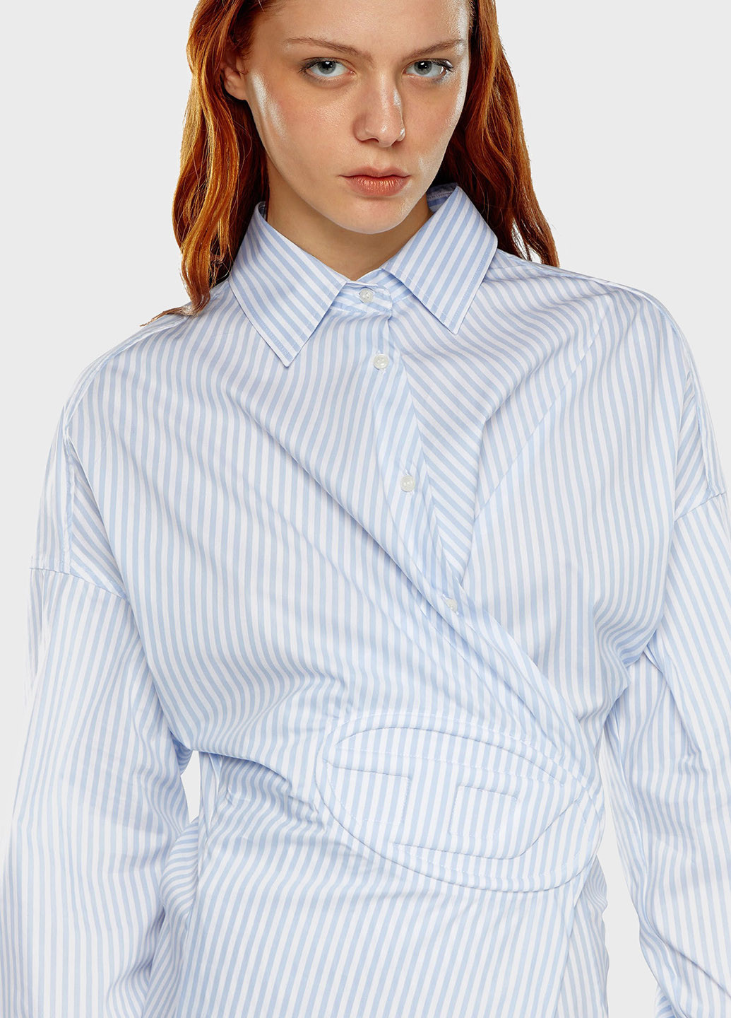 Голубое кэжуал платье рубашка Diesel в полоску