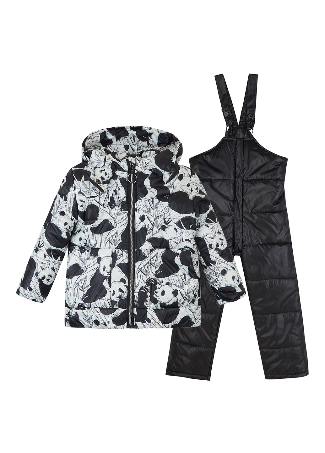 Черно-белый зимний комплект (куртка, комбинезон) Одягайко