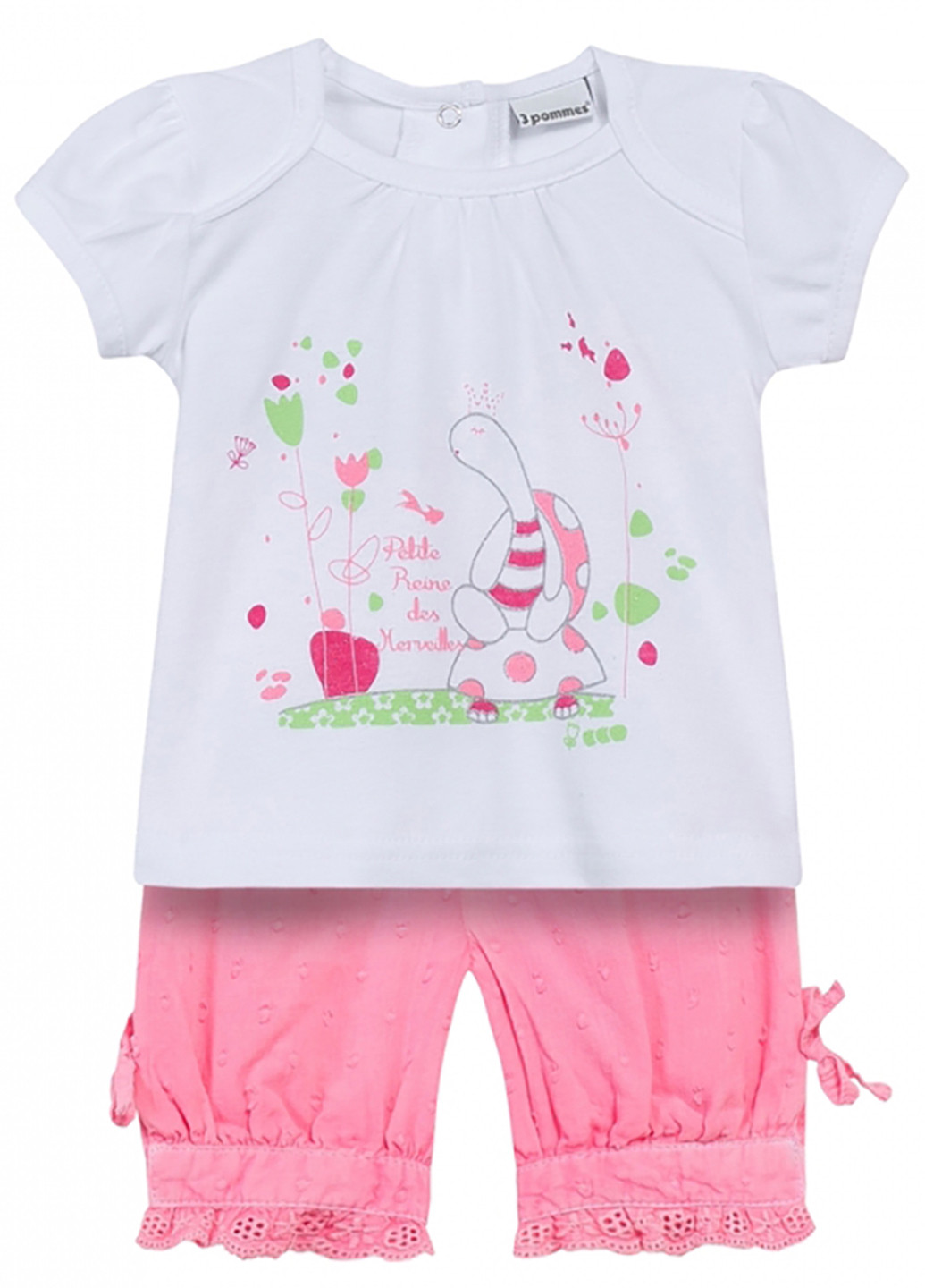 Рожевий літній комплект (футболка, легінси) 3 Pommes