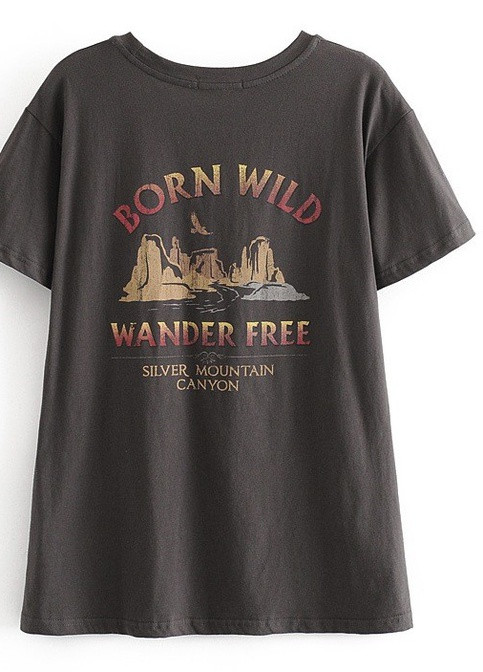 Серая летняя футболка женская born wild Berni Fashion WF-6216