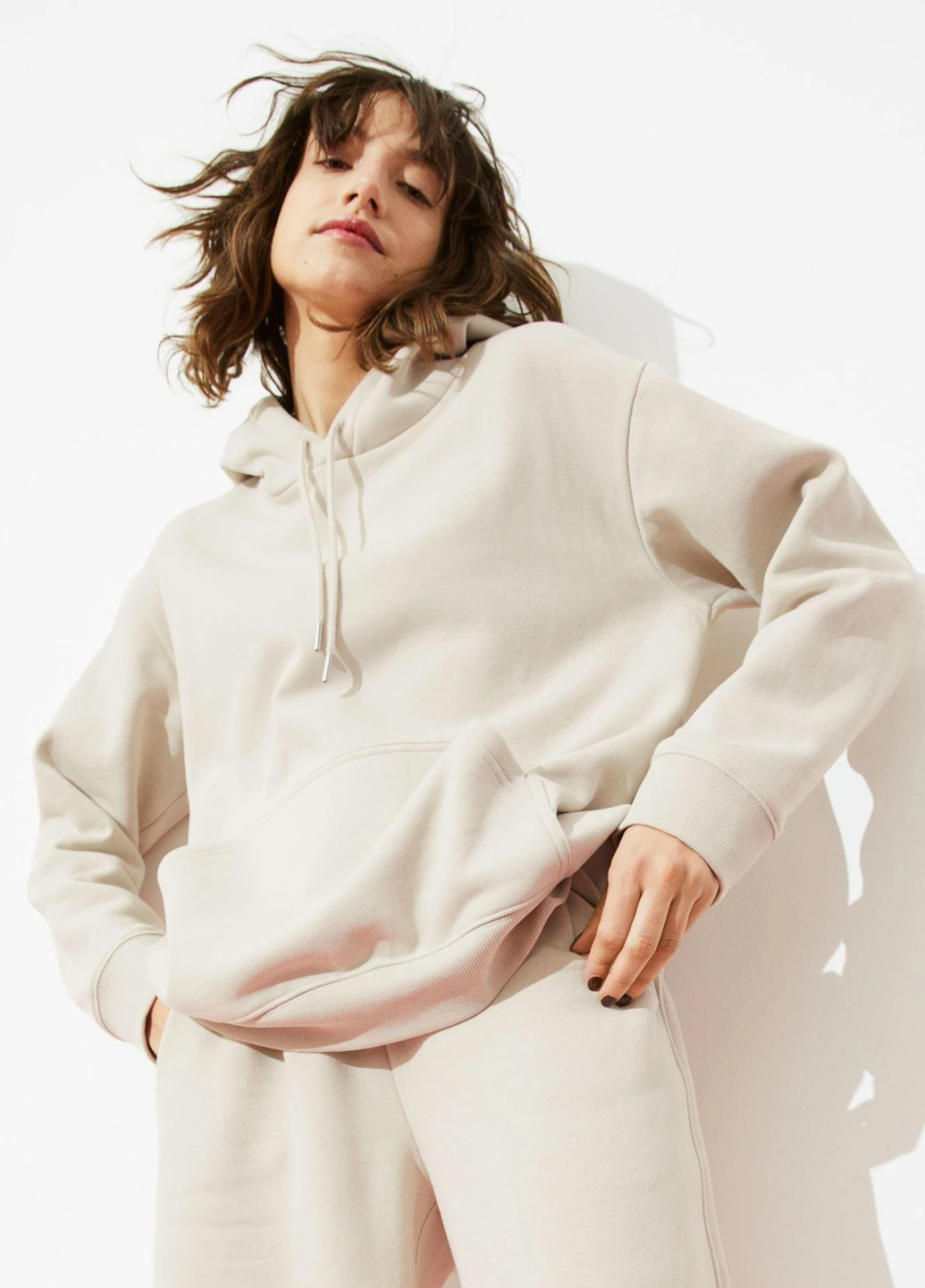 Худі фліс,молочний, H&M Basic (255192933)