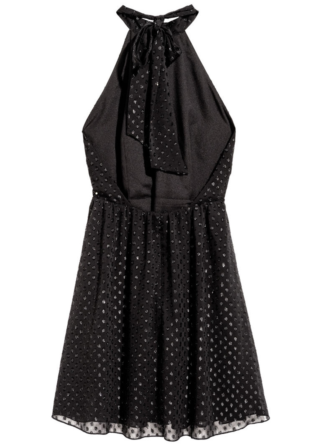 Черное коктейльное платье с открытой спиной, в стиле ампир H&M однотонное