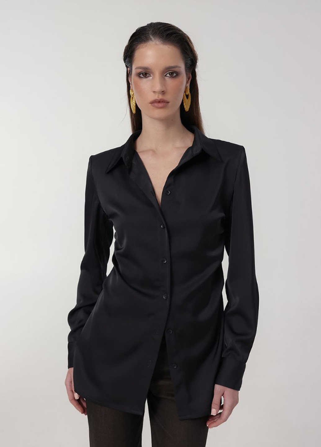 Черная кэжуал рубашка однотонная KNITLAB