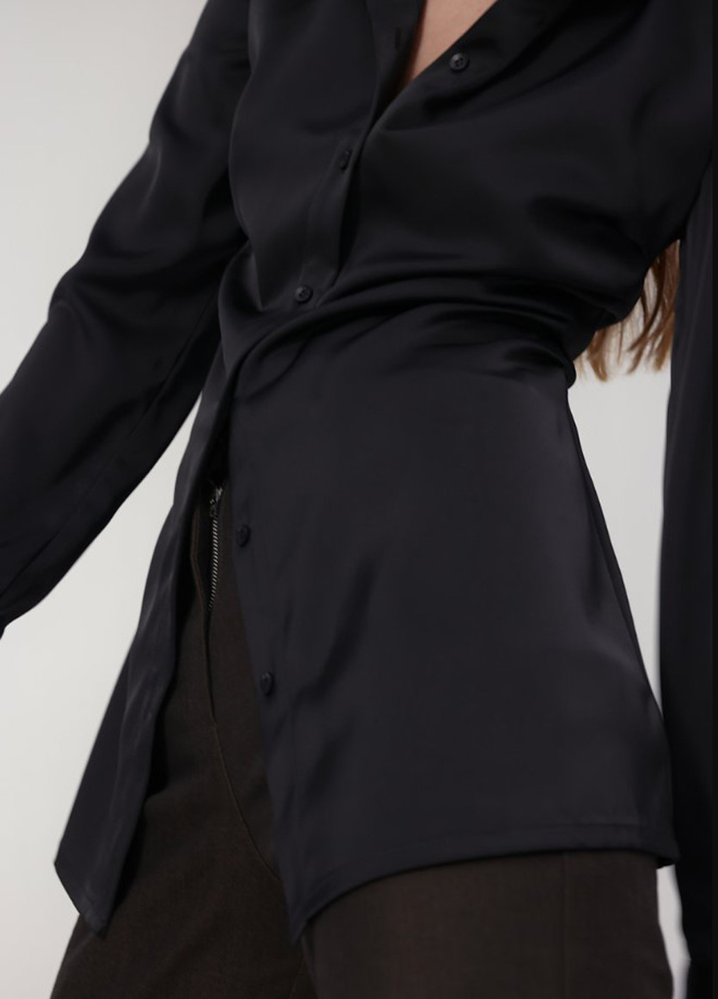 Черная кэжуал рубашка однотонная KNITLAB