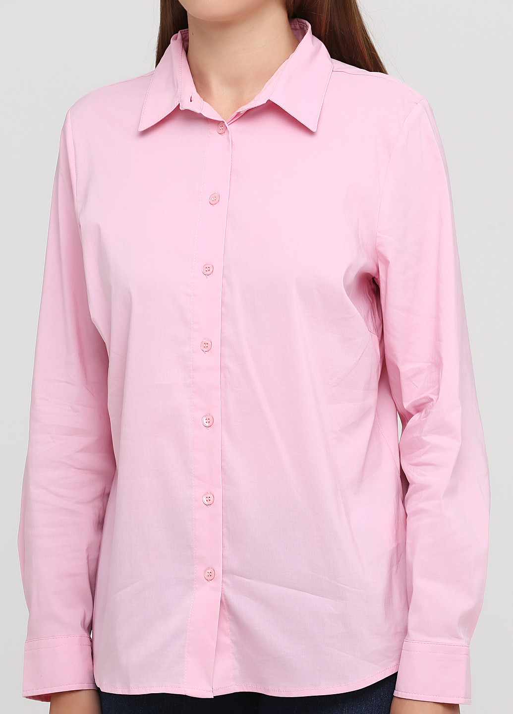 Розовая кэжуал рубашка однотонная Sheego