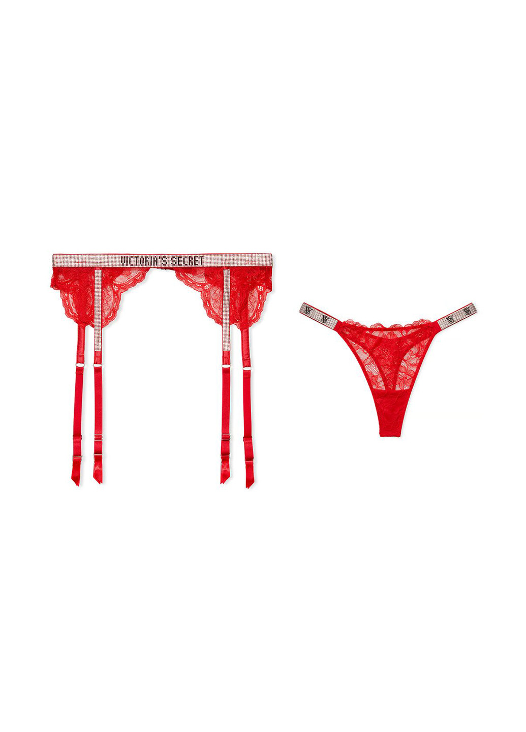 Красный демисезонный комплект (пояс для чулок, трусики) Victoria's Secret