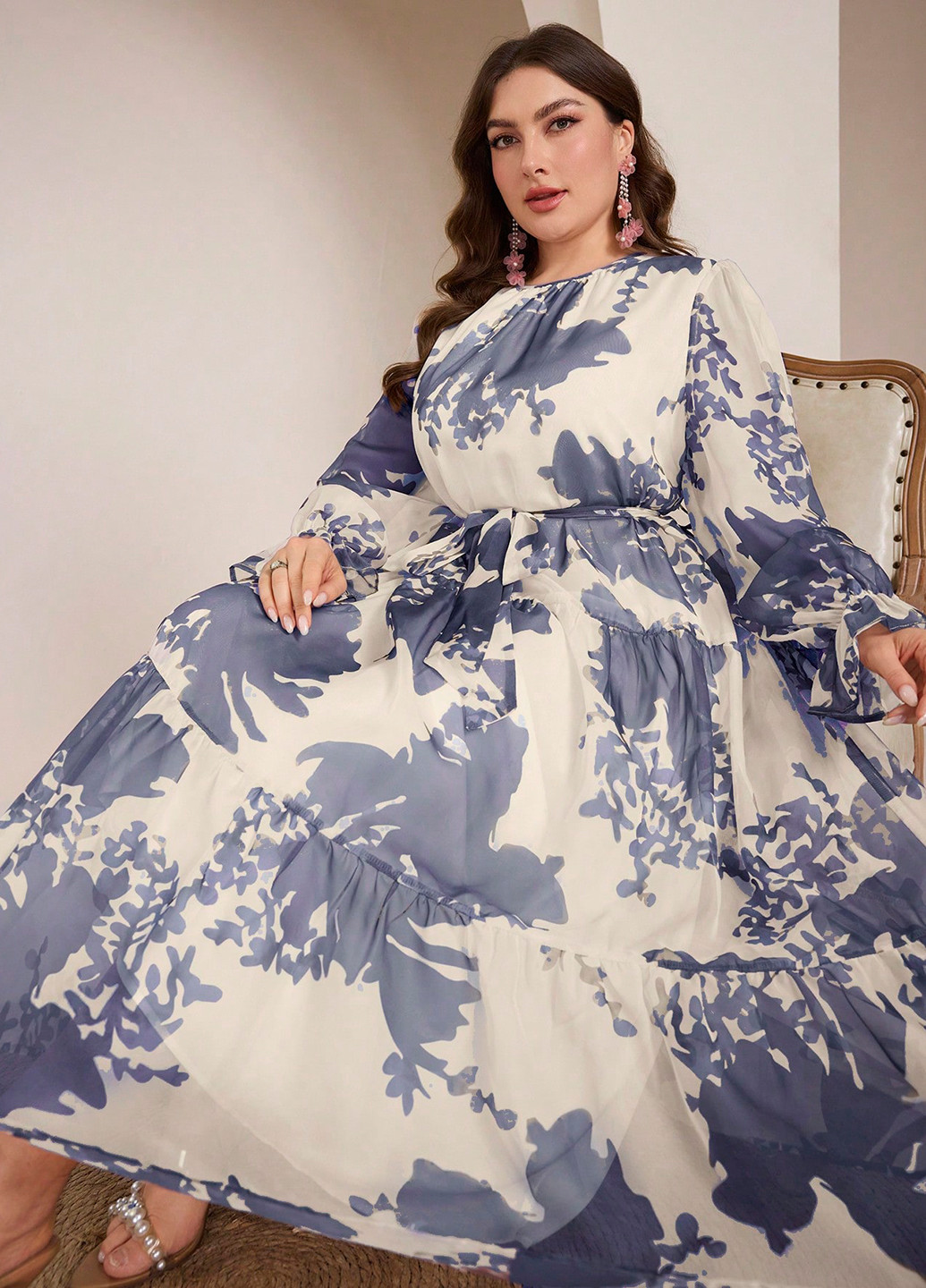 Комбінована святковий, кежуал сукня кльош SHEIN з абстрактним візерунком