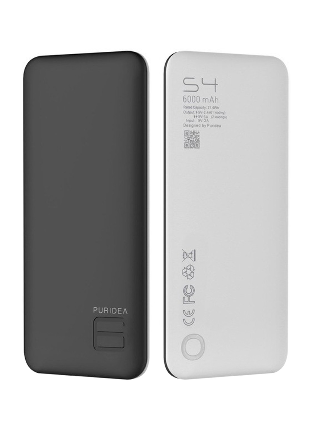 Универсальная батарея (павербанк) Puridea S4 6000mAh Li-Pol Rubber Black & White