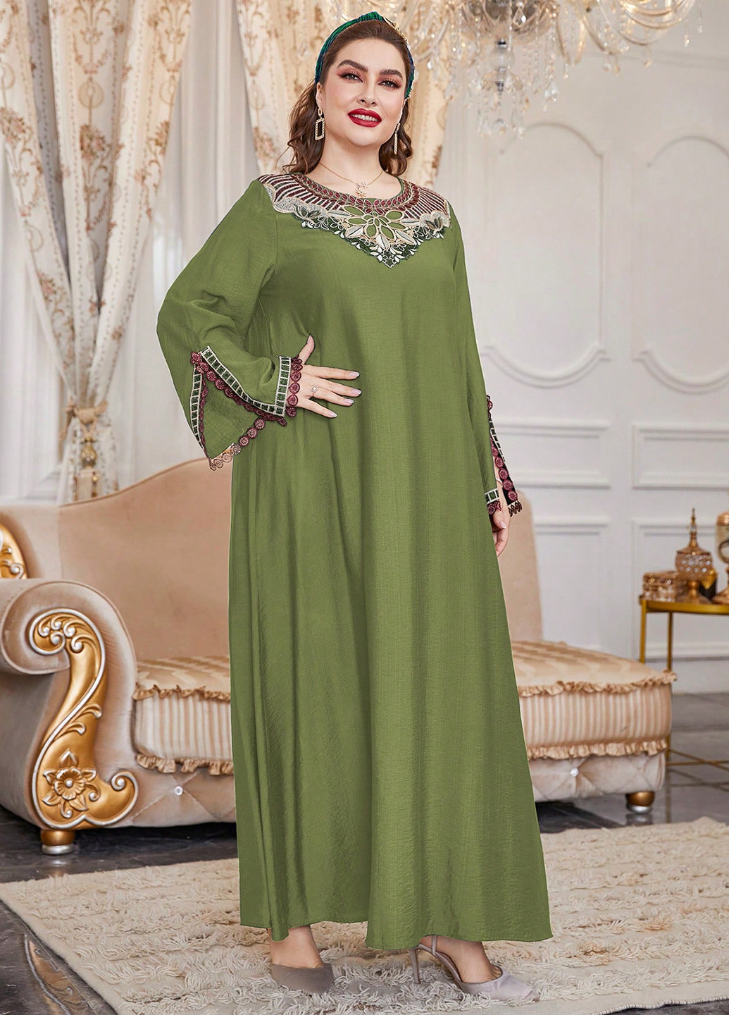 Оливкова (хакі) кежуал сукня оверсайз SHEIN однотонна