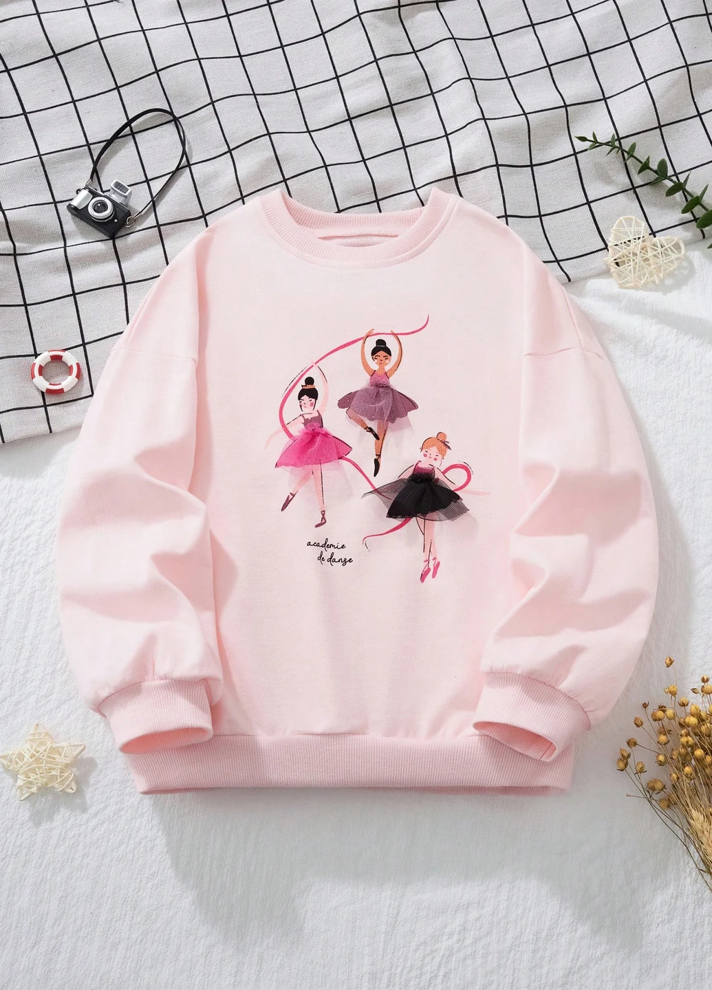 SHEIN свитшот рисунок светло-розовый кэжуал хлопок