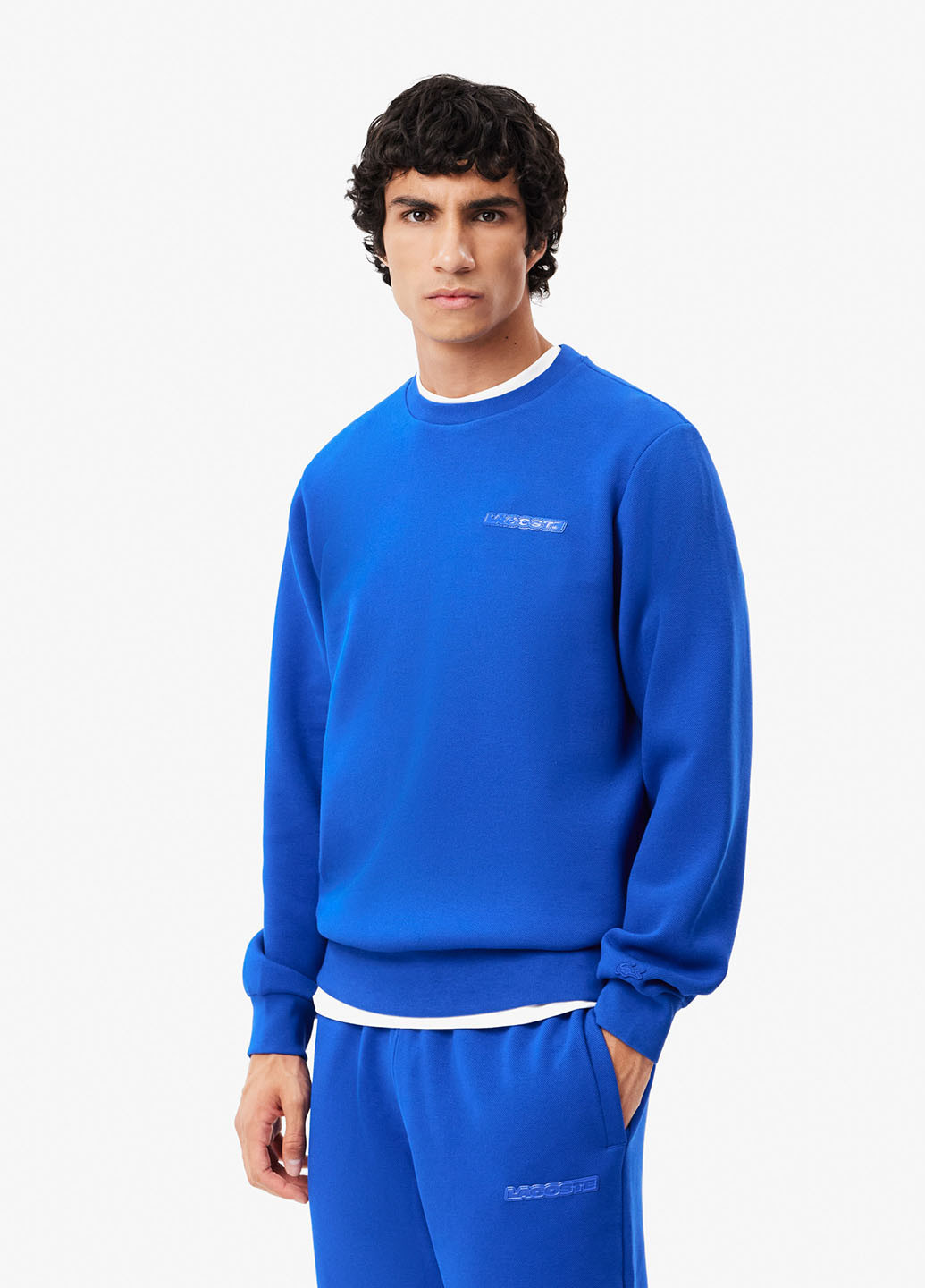 Темно-синій світшот Lacoste однотонний нашивки (329694518)