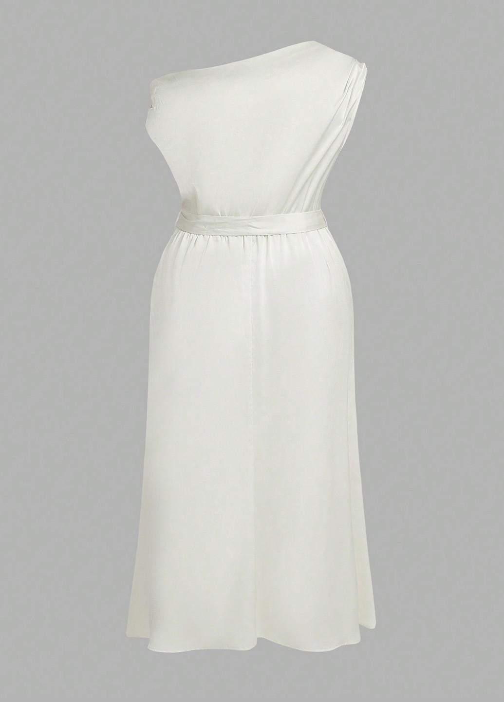 Молочное вечернее платье клеш, на одно плечо SHEIN однотонное