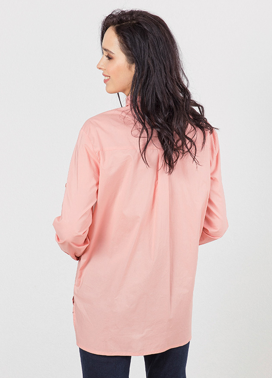 Персиковая кэжуал рубашка однотонная MR520