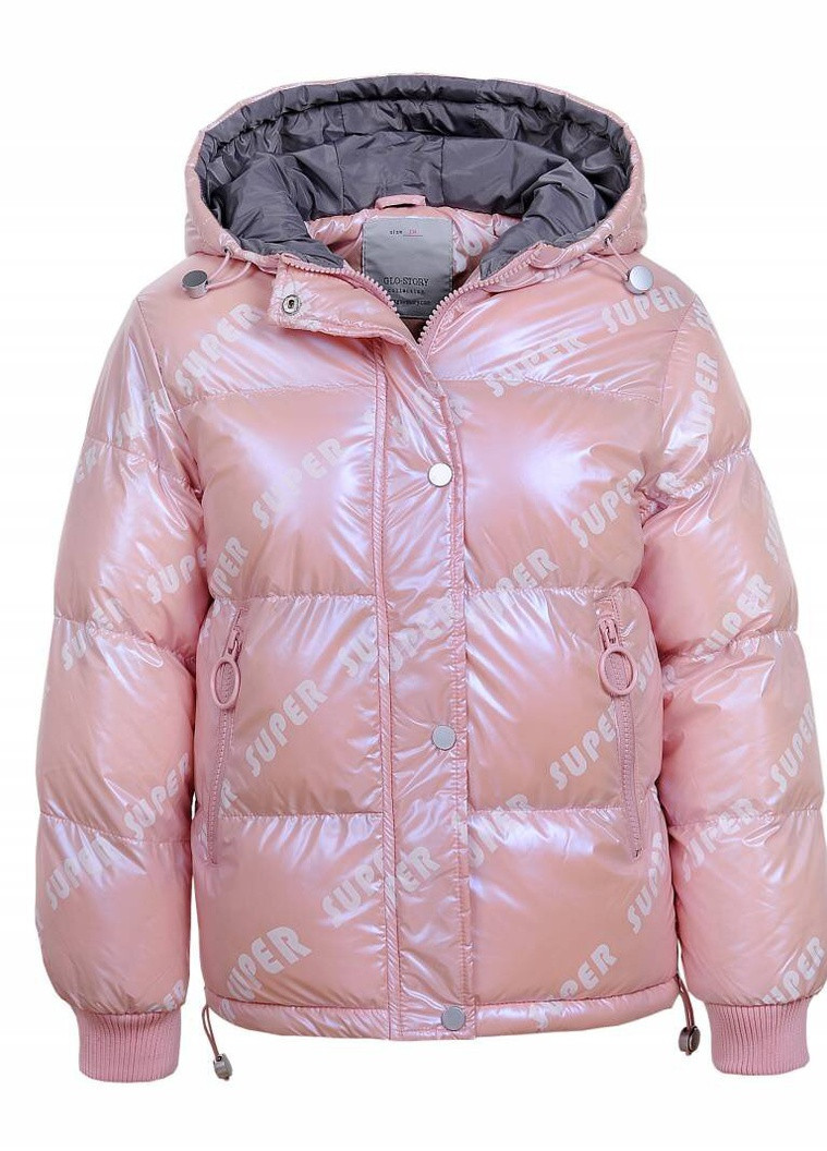 Пудровая зимняя куртка для девочки 1371 128 пудровый (2000903879411) Glo-Story