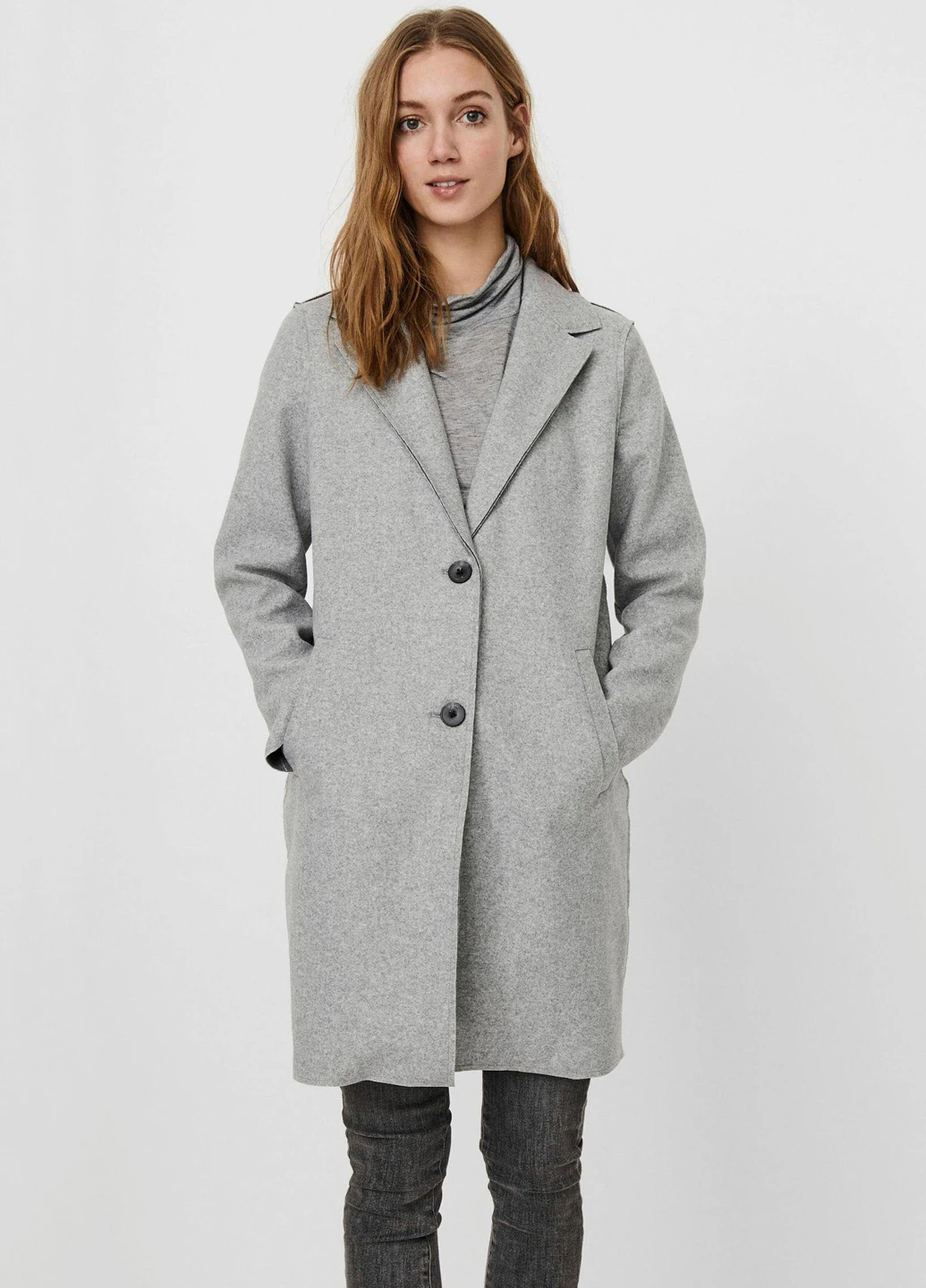 Светло-серое демисезонное Пальто Vero Moda