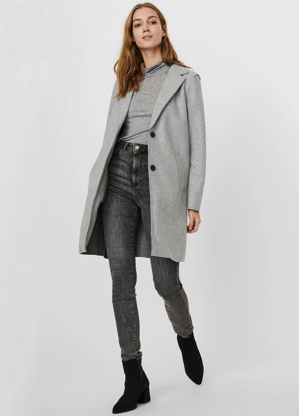 Светло-серое демисезонное Пальто Vero Moda