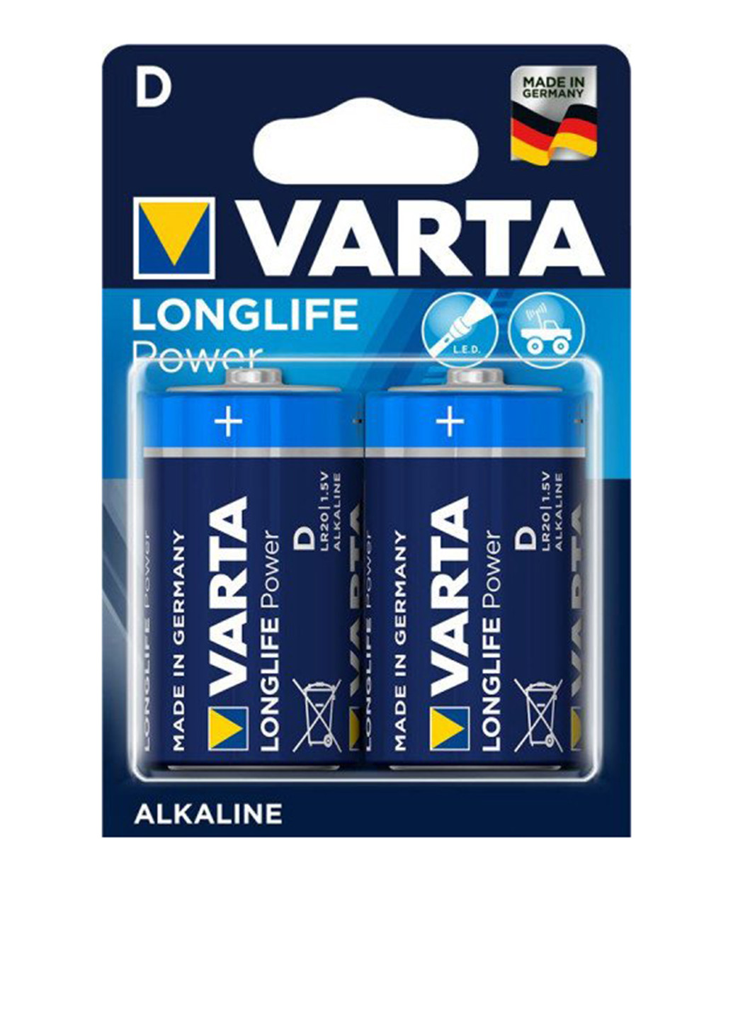 Батарейка Varta LONGLIFE Power D BLI 2 ALKALINE (04920121412) синие
