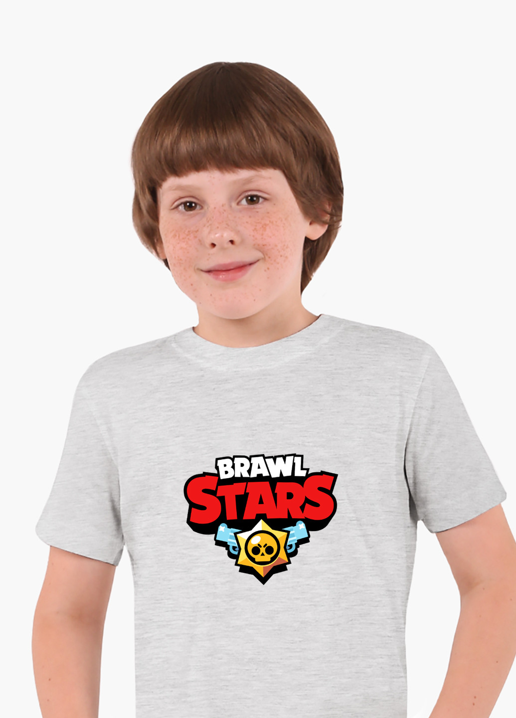 Світло-сіра демісезонна футболка дитяча лого бравл старс (logo brawl stars) (9224-1000) MobiPrint