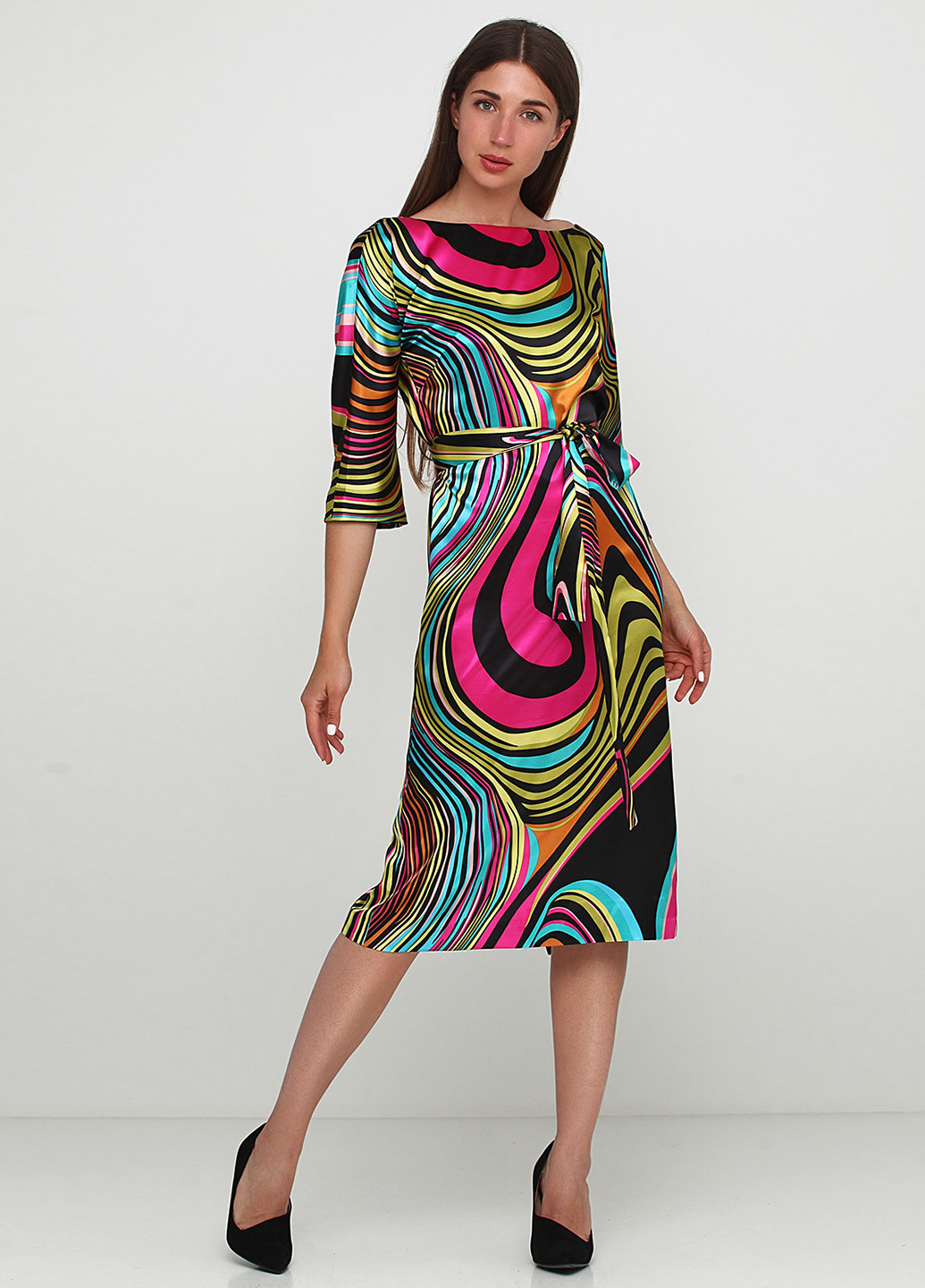Комбинированное кэжуал платье футляр Gingier Studio с абстрактным узором