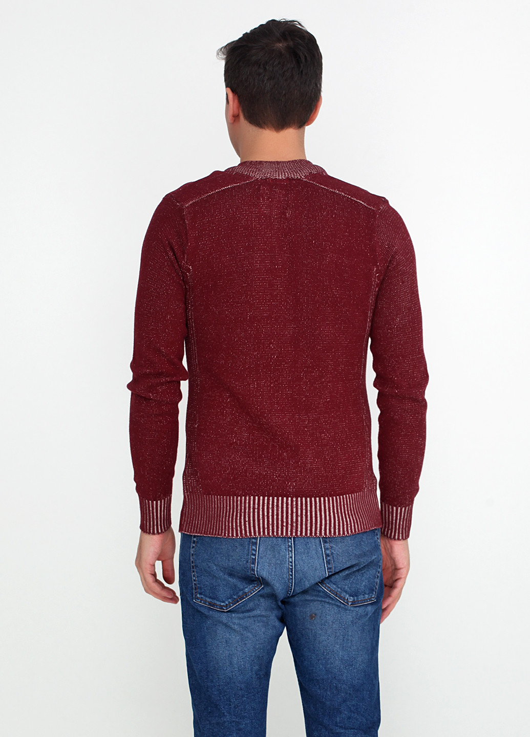Бордовый зимний пуловер пуловер 98-86