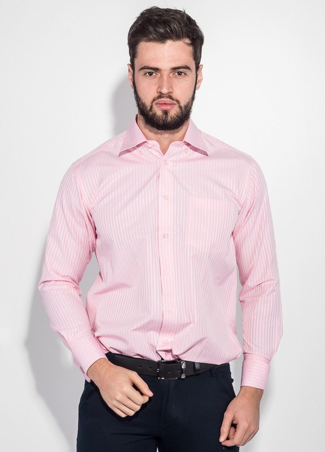 Розовая кэжуал рубашка однотонная Framzoni с длинным рукавом