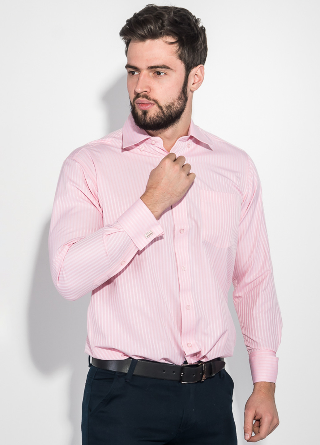 Розовая кэжуал рубашка однотонная Framzoni с длинным рукавом