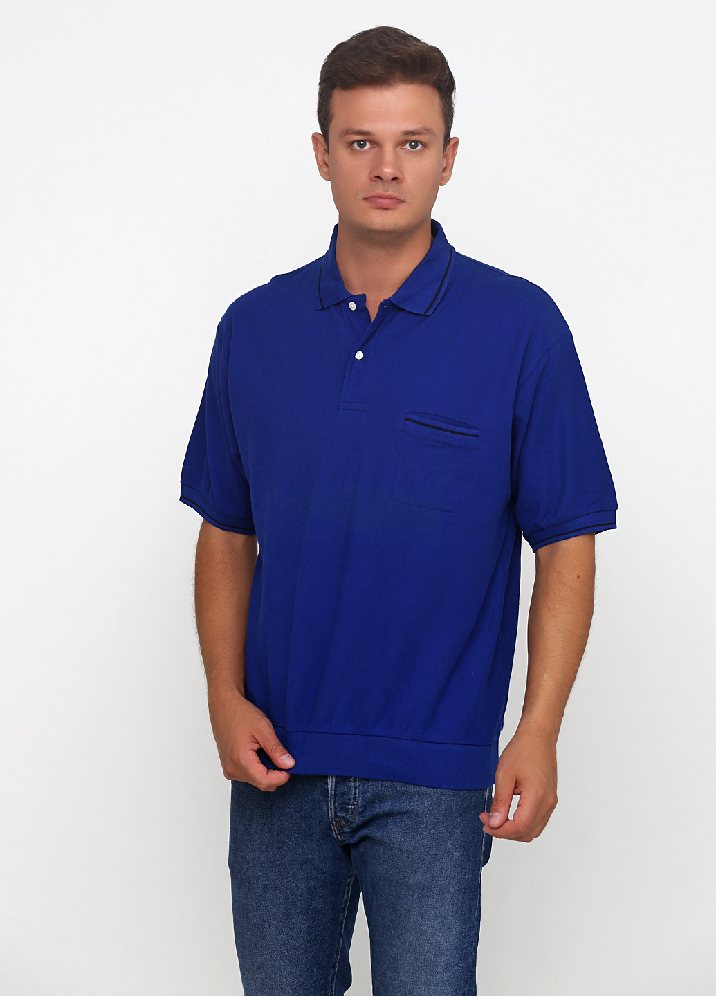 Синяя футболка-поло для мужчин Van hausen однотонная