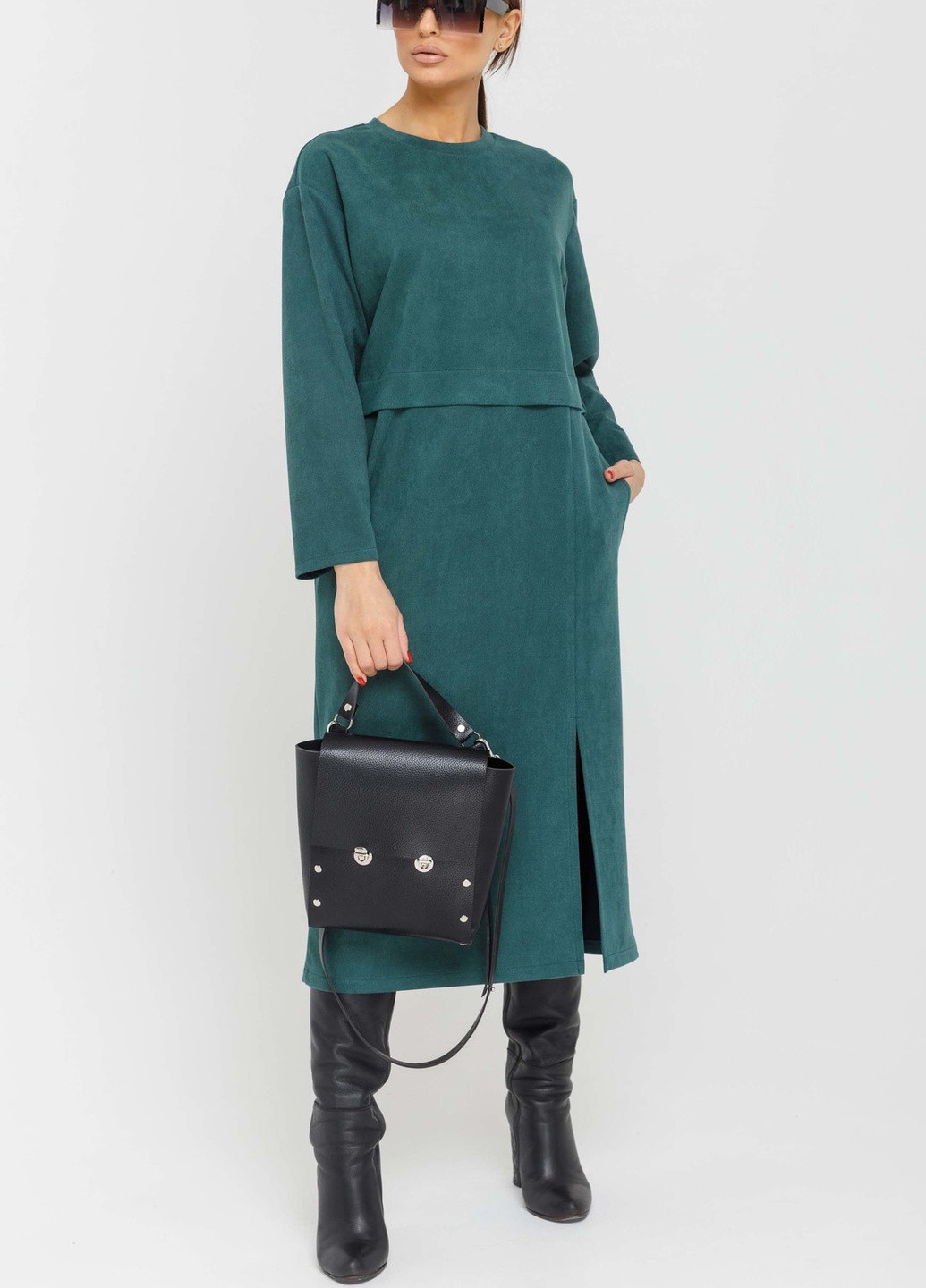 Изумрудное кэжуал платье бонни пл 2720 изумруд Ри Мари однотонное