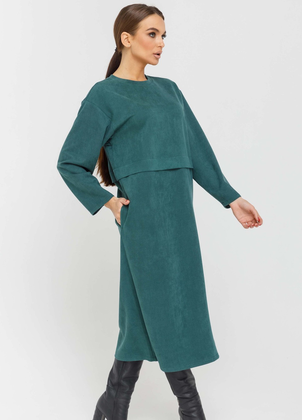 Изумрудное кэжуал платье бонни пл 2720 изумруд Ри Мари однотонное