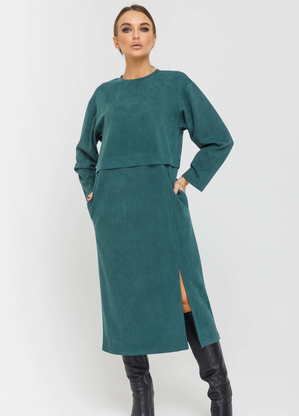 Изумрудное кэжуал платье бонни пл 2720 изумруд Ри Мари однотонное