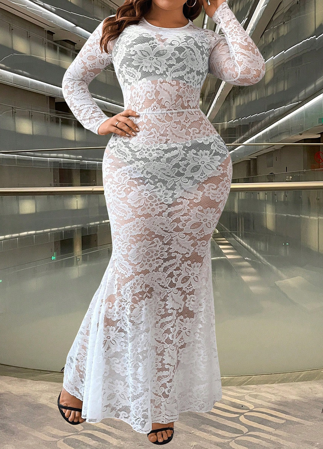 Белое вечернее, пляжное платье годе SHEIN с цветочным принтом