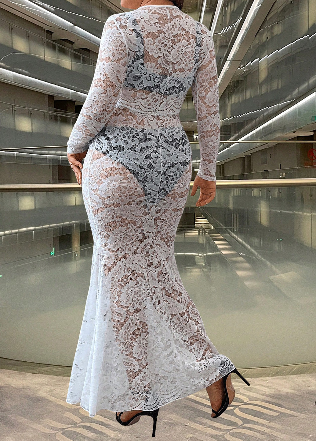 Белое вечернее, пляжное платье годе SHEIN с цветочным принтом