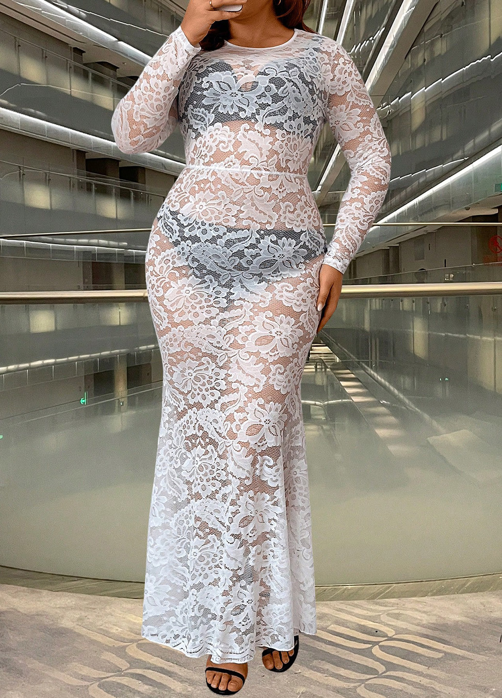 Белое вечернее, пляжное платье годе SHEIN с цветочным принтом