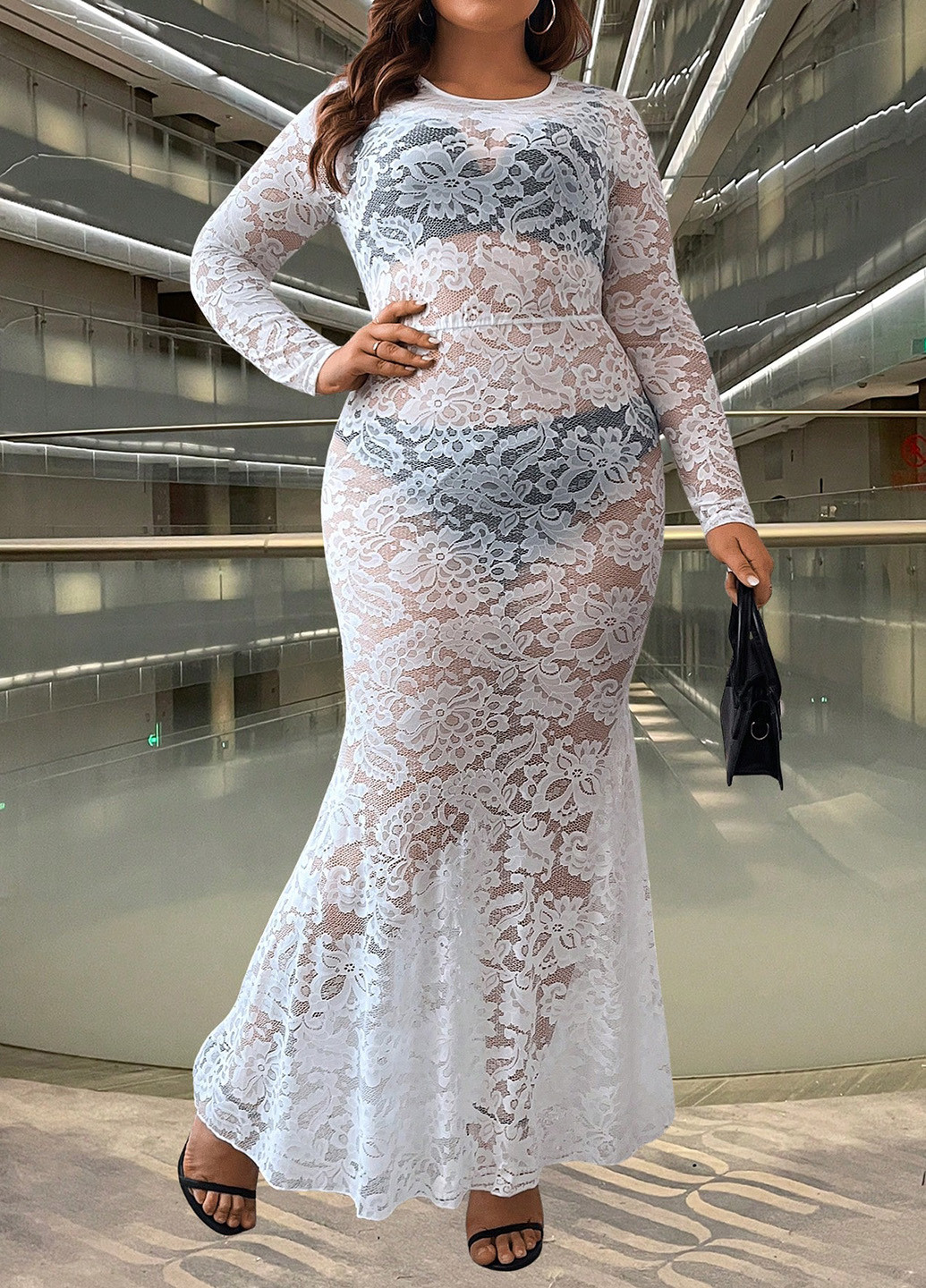 Белое вечернее, пляжное платье годе SHEIN с цветочным принтом