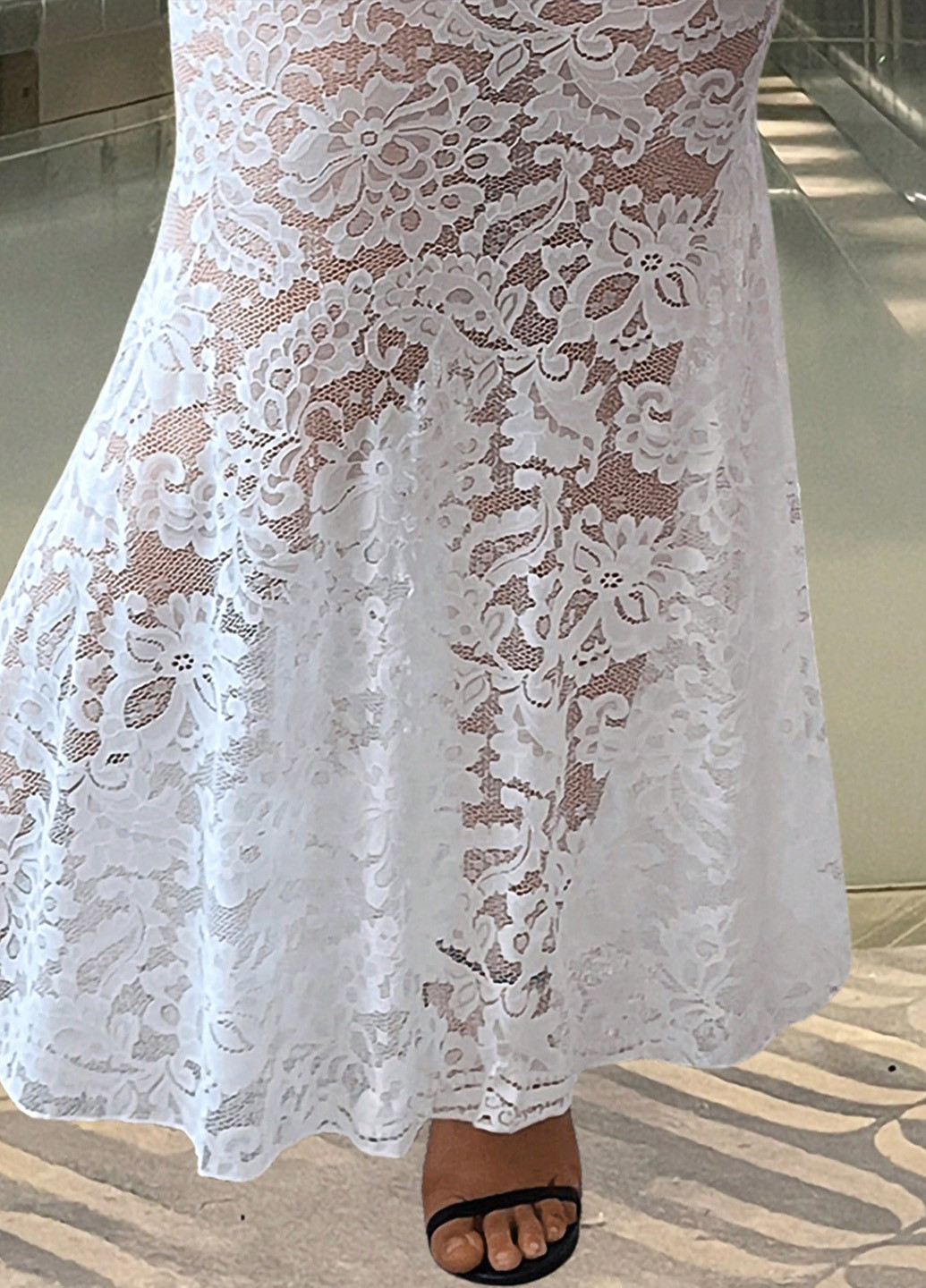 Белое вечернее, пляжное платье годе SHEIN с цветочным принтом