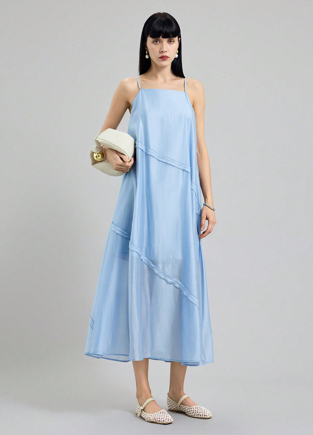 Блакитна кежуал сукня а-силует, з відкритою спиною SHEIN однотонна