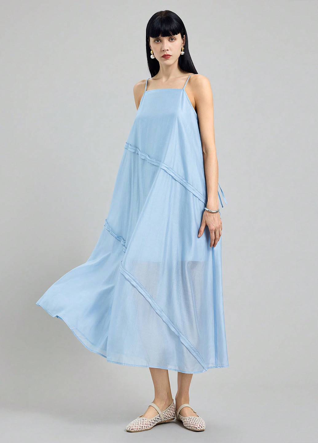 Блакитна кежуал сукня а-силует, з відкритою спиною SHEIN однотонна