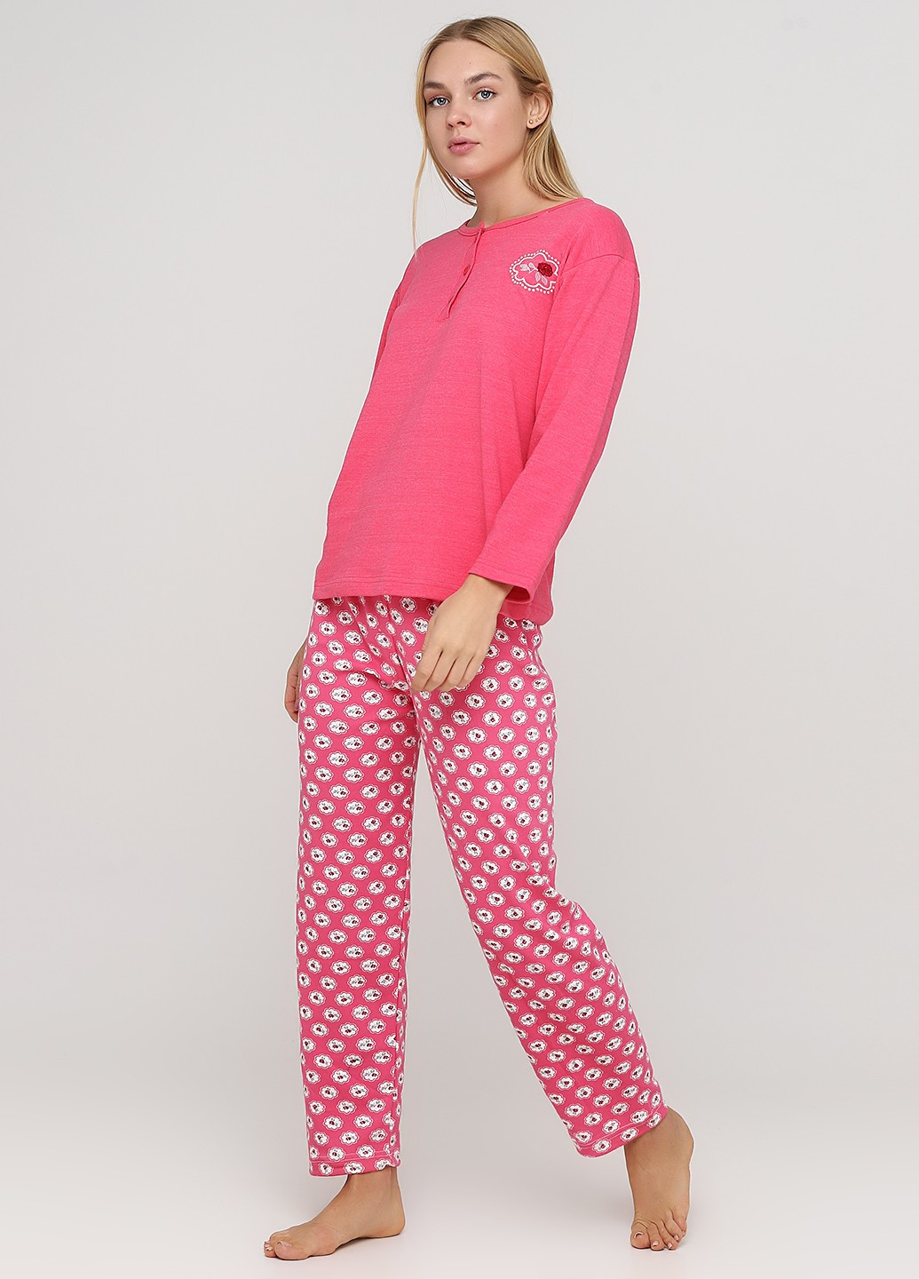 Коралловая зимняя комплект плотный трикотаж (свитшот, брюки) Glisa Pijama