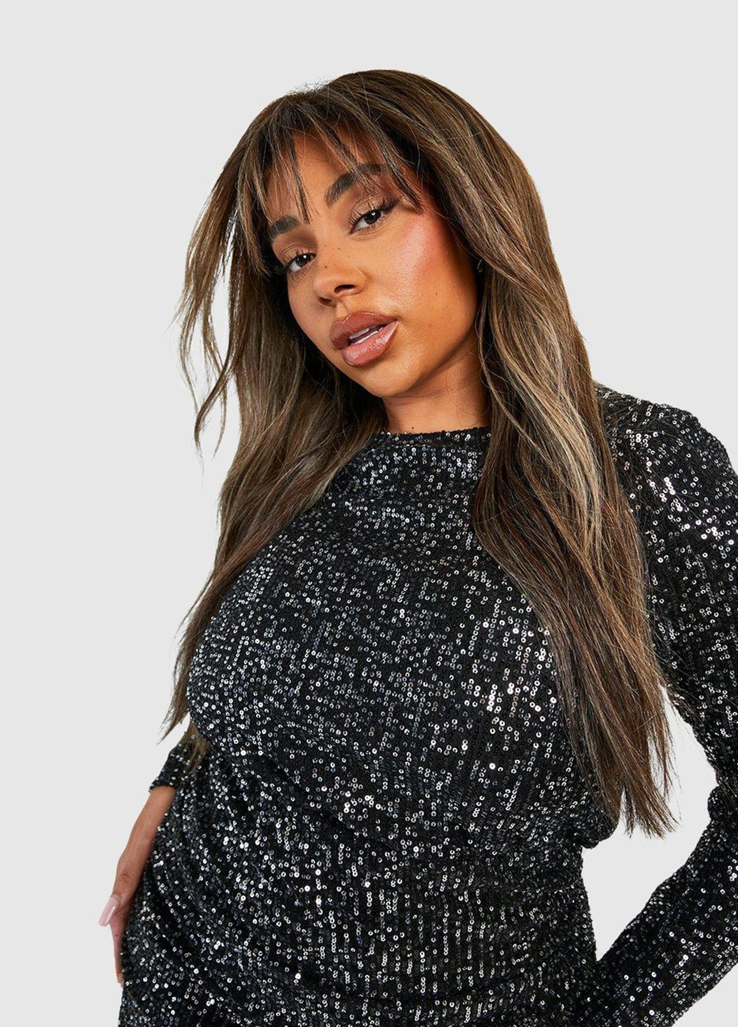 Черное вечернее платье силуэтная Boohoo однотонное