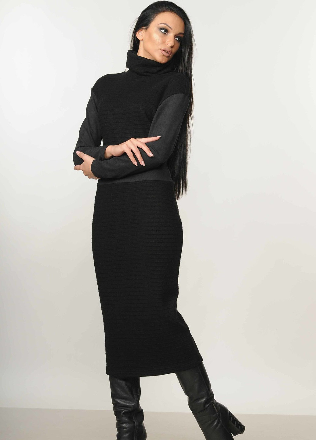 Черное кэжуал платье алсу пл 7.1-78/18 черный Ри Мари однотонное