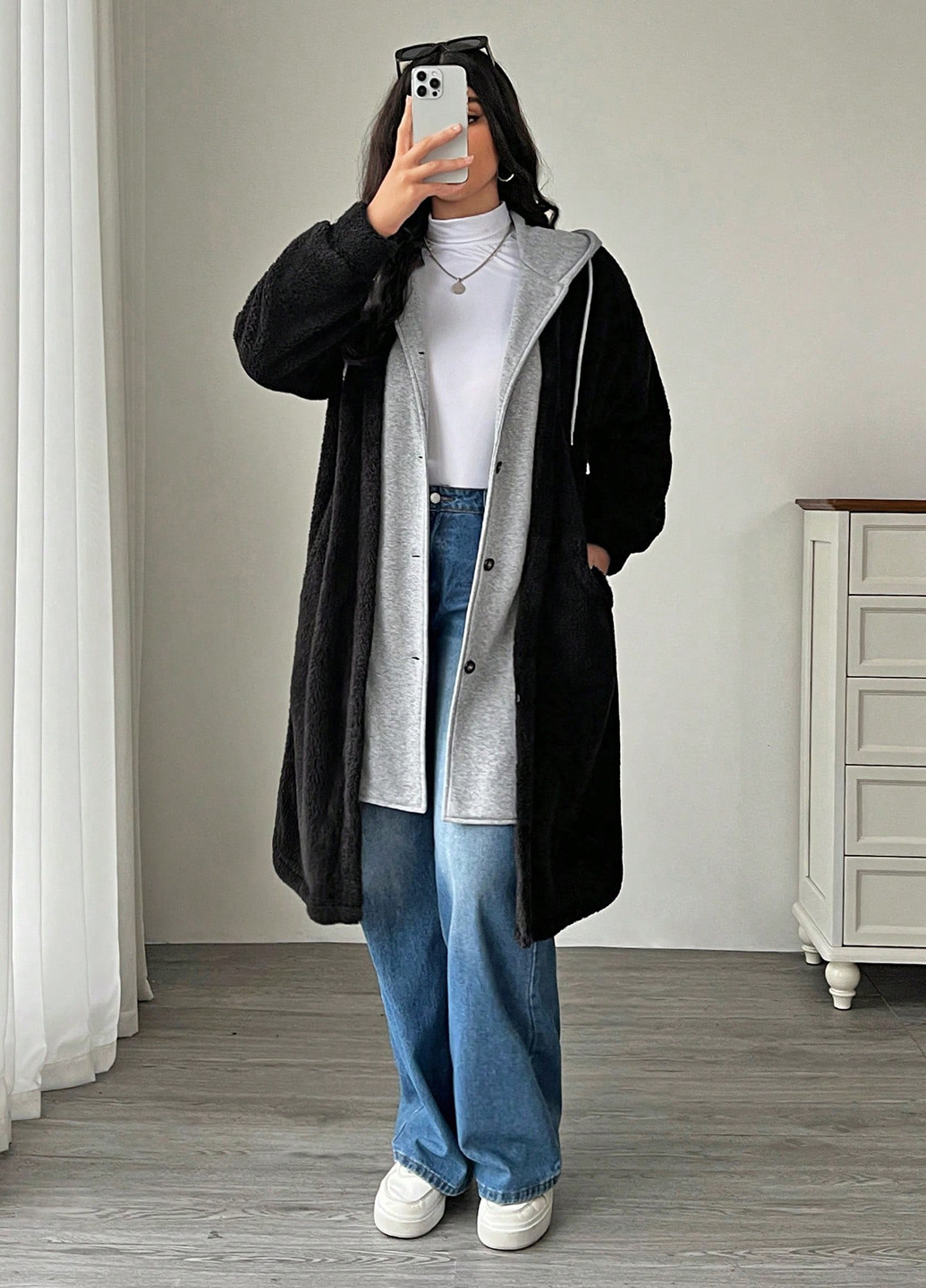 Черный демисезонный кардиган SHEIN