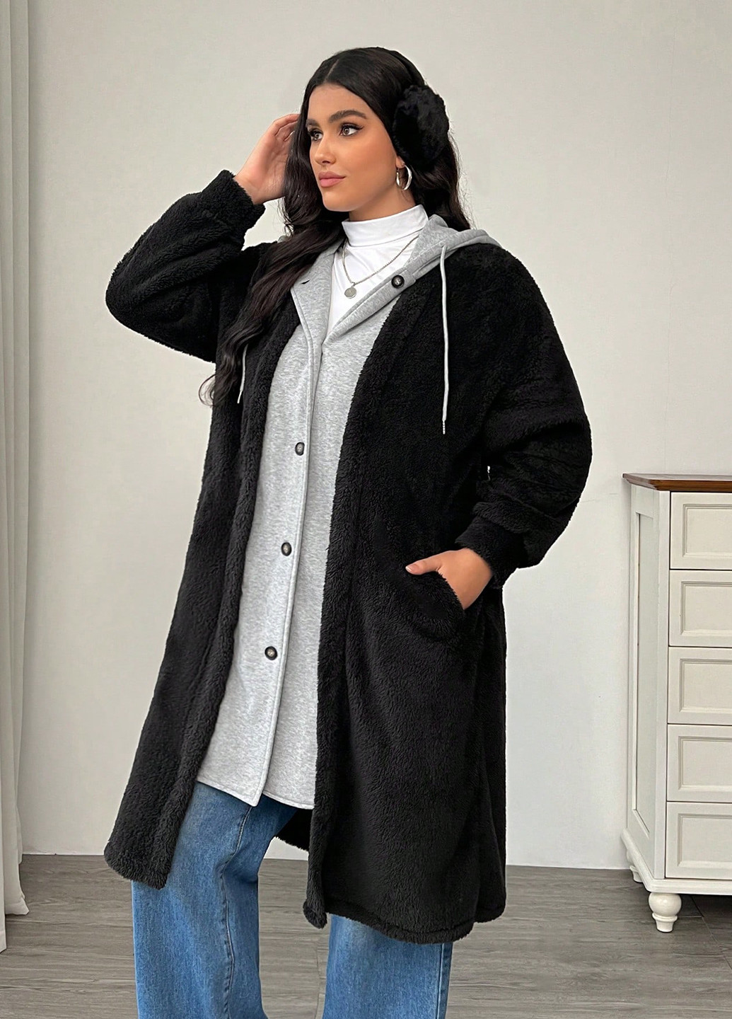 Черный демисезонный кардиган SHEIN